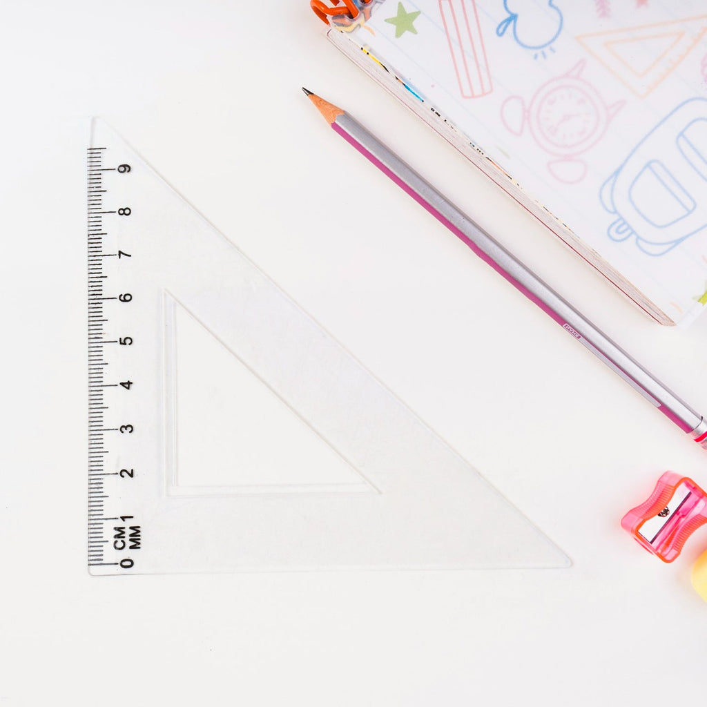 Graphix Plastic Triangle Ruler Plastic Geometry Set, Triangle Ruler Protractor Straight Ruler (4 Pcs ...